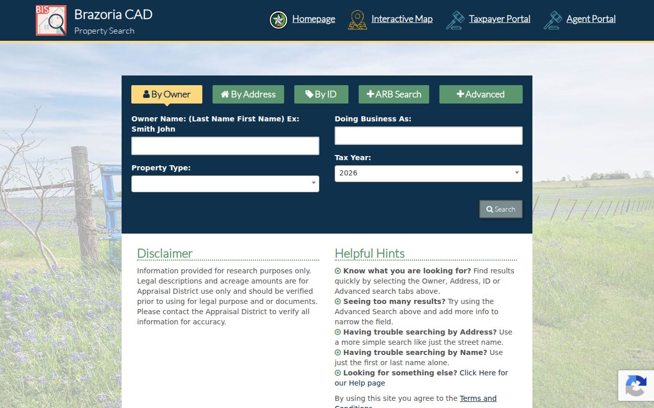 Lake Jackson residents directory BCAD property search controls