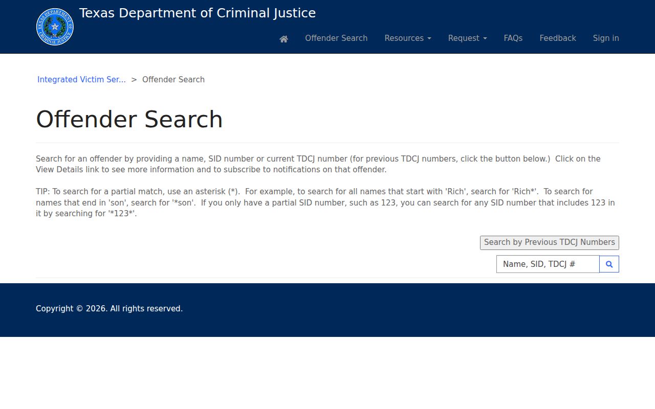 Lake Jackson resident lookup using the Texas inmate-search form